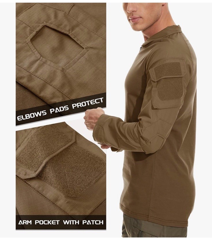 MAGCOMSEN Men&rsquo;s Tactical Military Shirts 1/4 Zip Long Sleeve Shirt Pockets XL