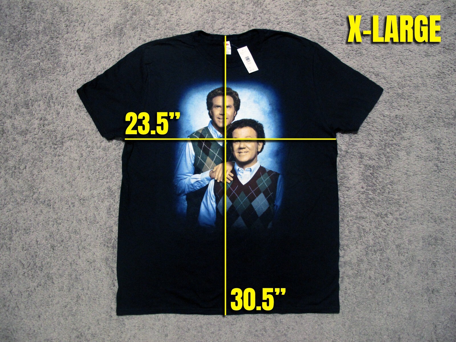 Step Brothers portrait movie cover licensed men&rsquo;s black t-shirt XL will ferrell