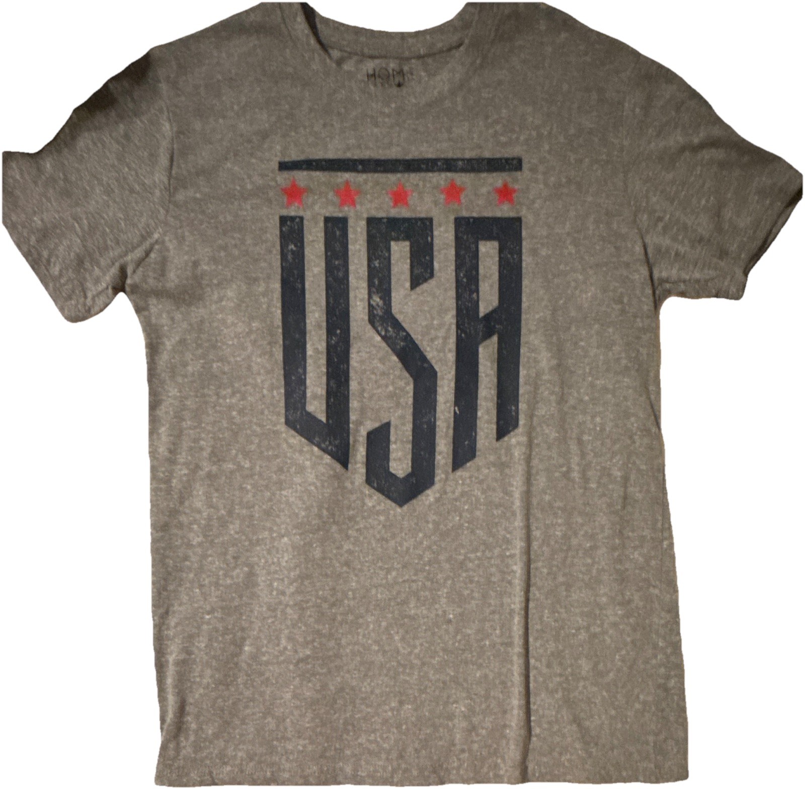 Home of the Brave Gray USA Graphic Print T-Shirt Men&rsquo;s L Crew Neck Short Sleeve