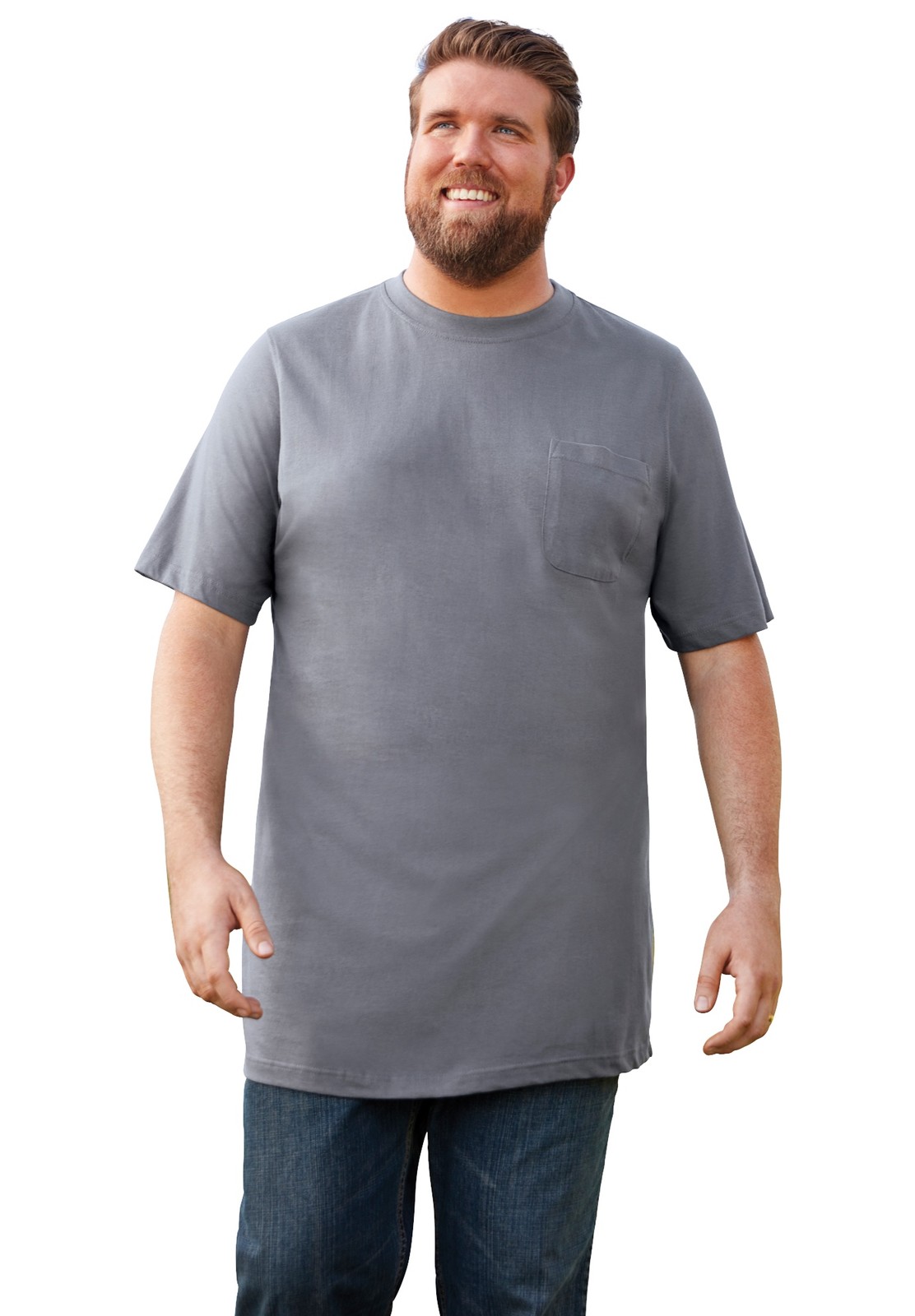 Boulder Creek by KingSize Heavyweight Longer-Length Pocket Crewneck T-Shirt