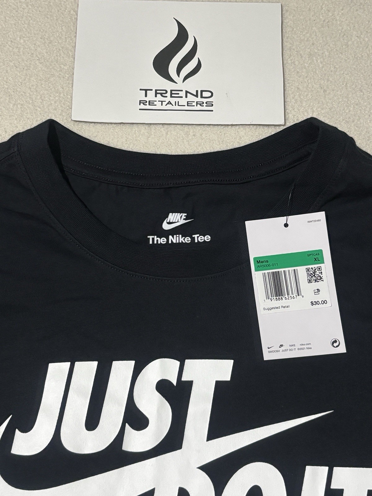 Nike Sportwear Just Do It Swoosh Graphic T-Shirt Black White Men&rsquo;s XL AR5006-011