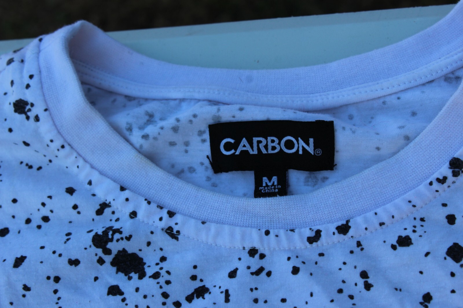 Carbon Short Sleeve Paint Splatter Distressed Shirt Shredded Zipper Size MEDIUM