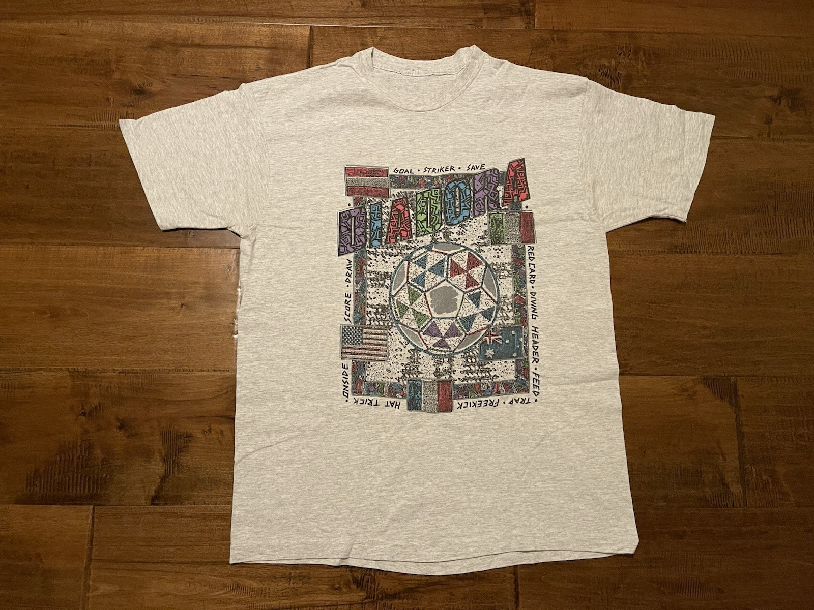 Vintage Diadora Soccer Single Stitch Gray S/S Tee T-Shirt – Adult XLarge