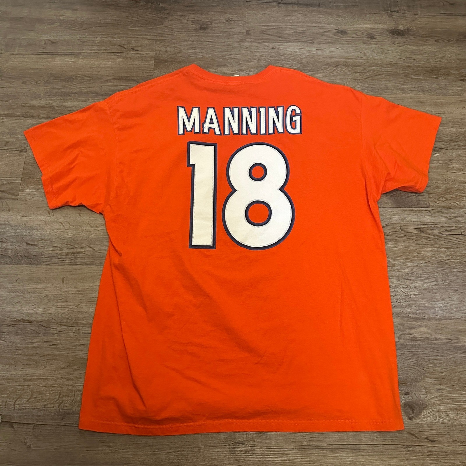 NFL Team Apparel Denver Broncos Peyton Manning 18 Orange T-Shirt Mens 2XL