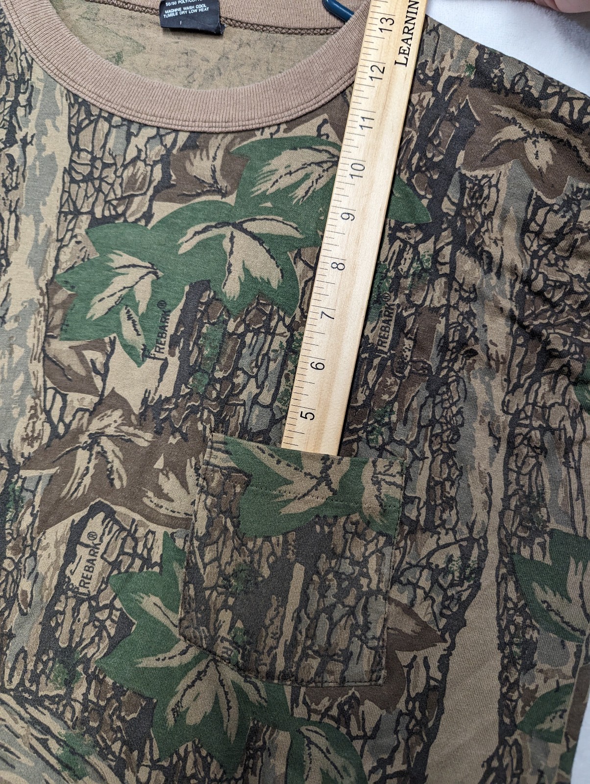 Vintage Ace Sportswear Trebark Camo Pocket T Shirt Large Camoflage Made in USA