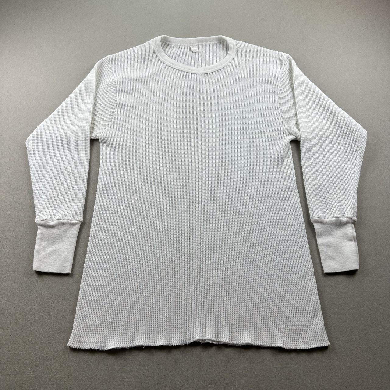 Vintage Thermal Shirt Mens Medium White Waffle Knit Long Johns Base Layer 80s