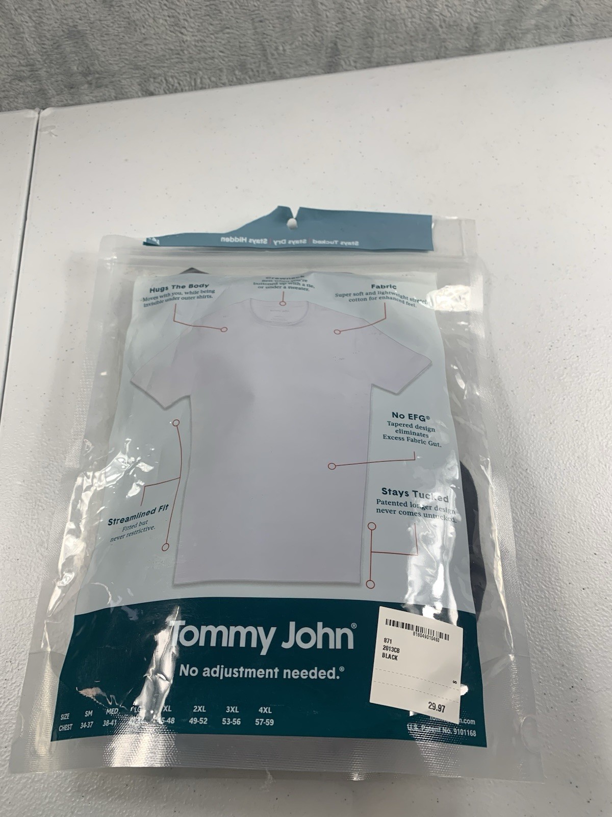 Tommy John Men&rsquo;s Crew Neck T Shirt Black Cotton Basics Small Pack of 2
