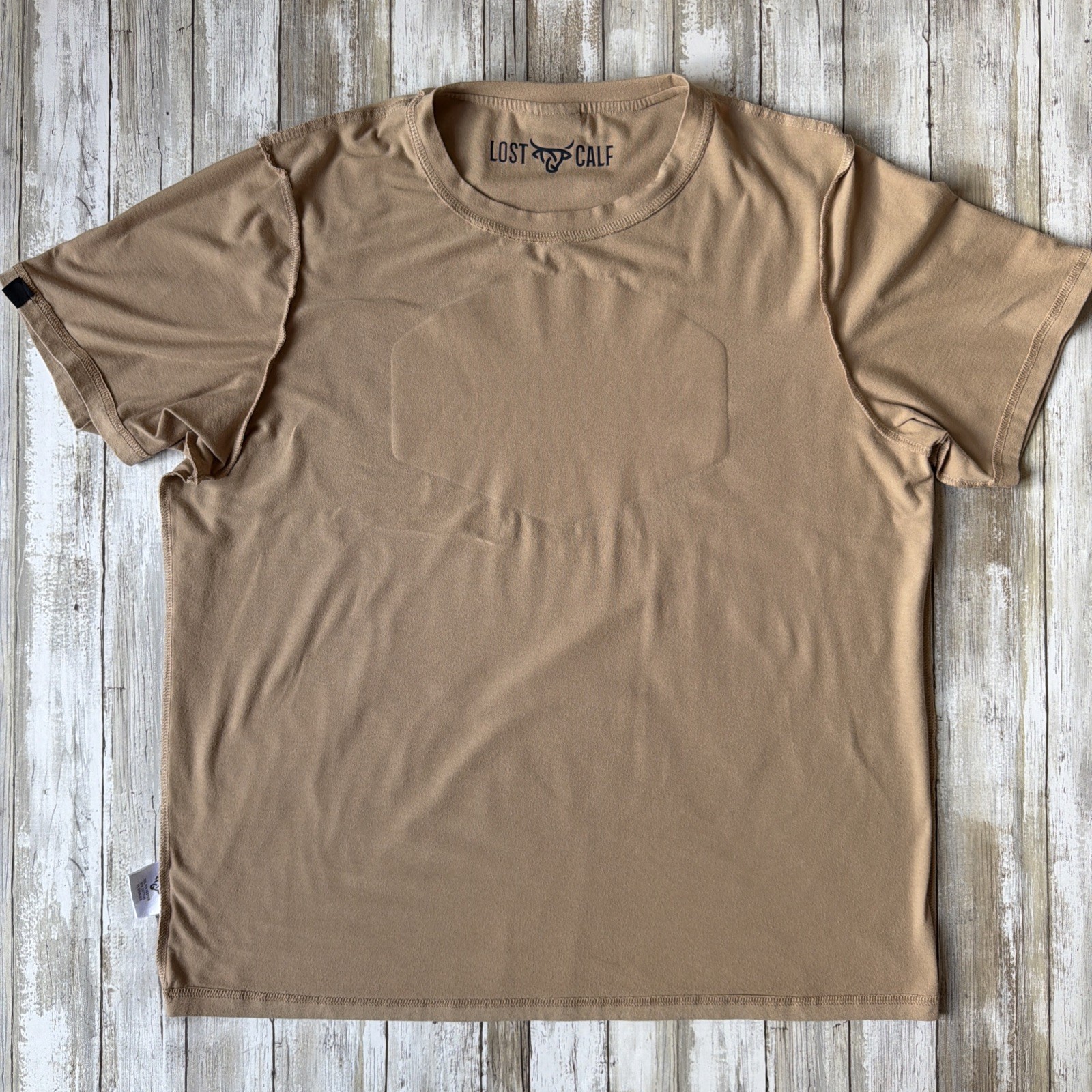 Lost Calf Men&rsquo;s Short Sleeve T-Shirt Tan/Beige Size Extra Large Cowboy Ranch