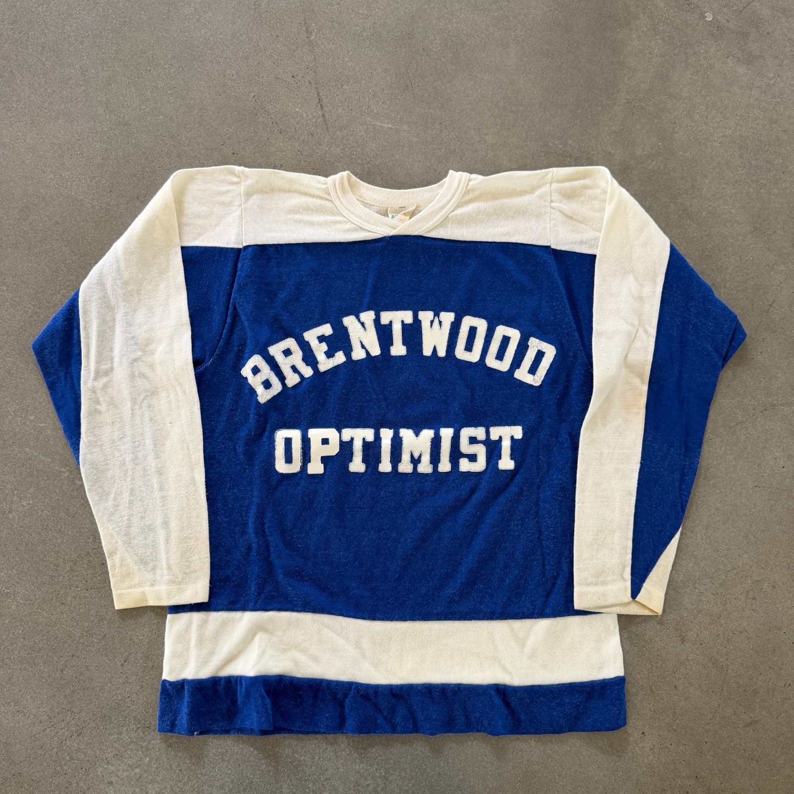 Vintage 60s Hockey Baseball Jersey Brentwood Optimist 3/4 Sleeve True 18.5×24