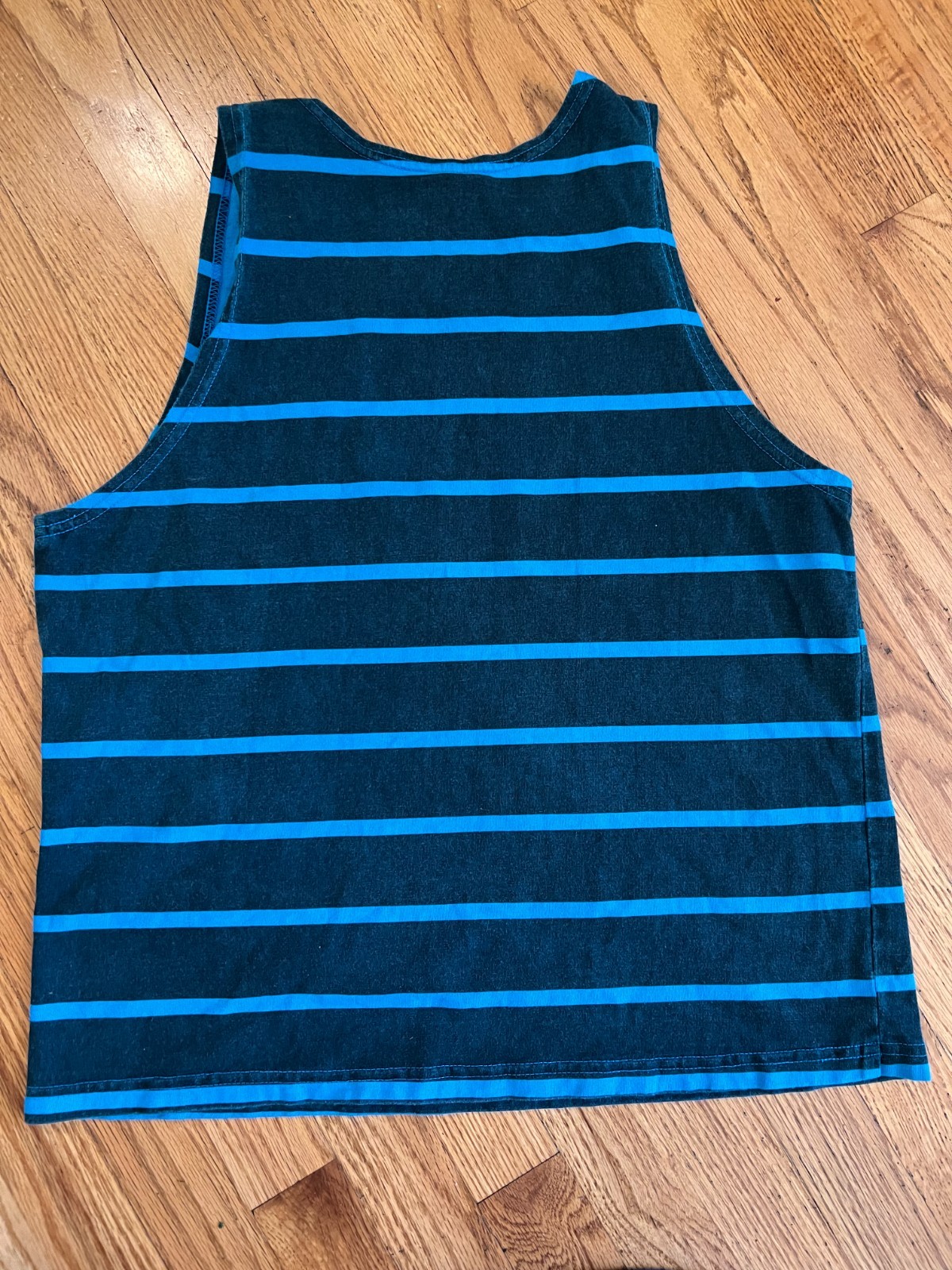 VTG 90s Ironman Triathlon Blue Striped Muscle Tank Top Shirt Medium Bodybuilding