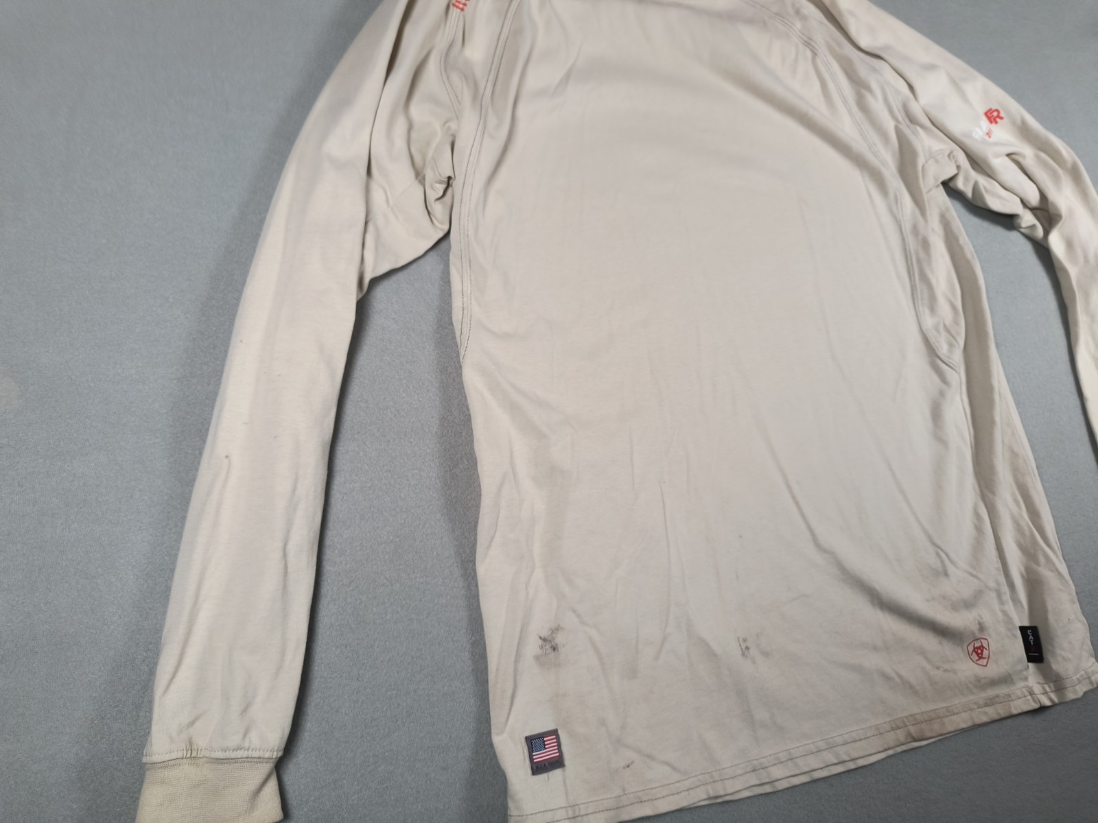 Lot 4 Ariat Work FR Flame Resistant Crew Shirt Mens L Gray Tan CAT 2 NFPA 2112