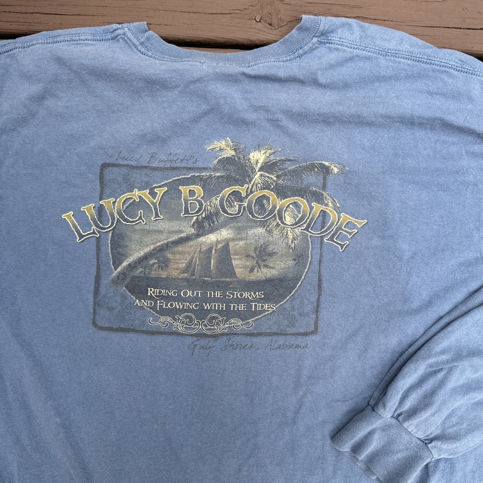 Lucy B Goode T Shirt Men XL Blue Lucy Buffett’s Gulf Shores Alabama Long Sleeve