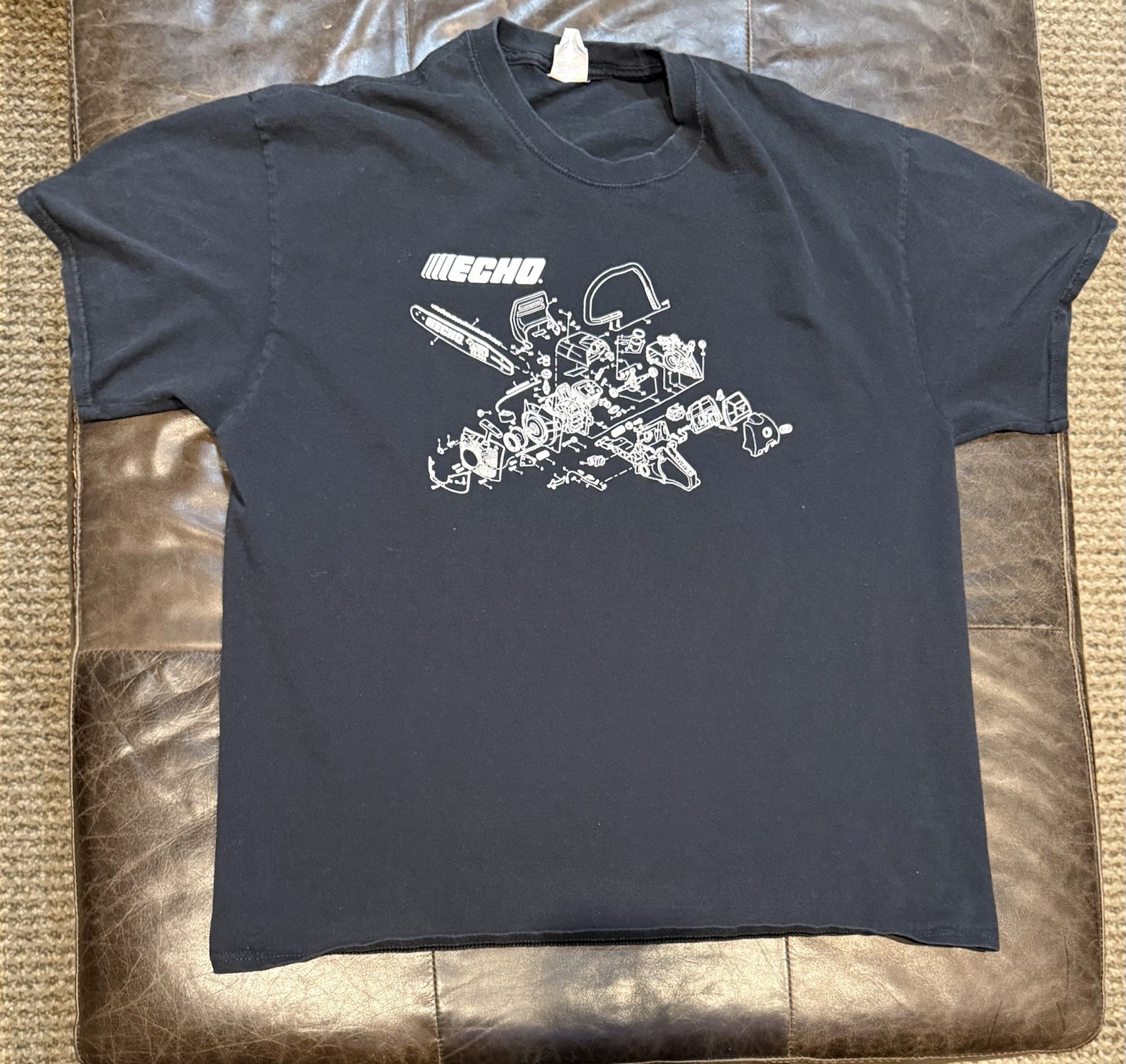 Echo Chainsaw Graphic Print Black Men&rsquo;s Cotton Crew Neck T-Shirt Size XL