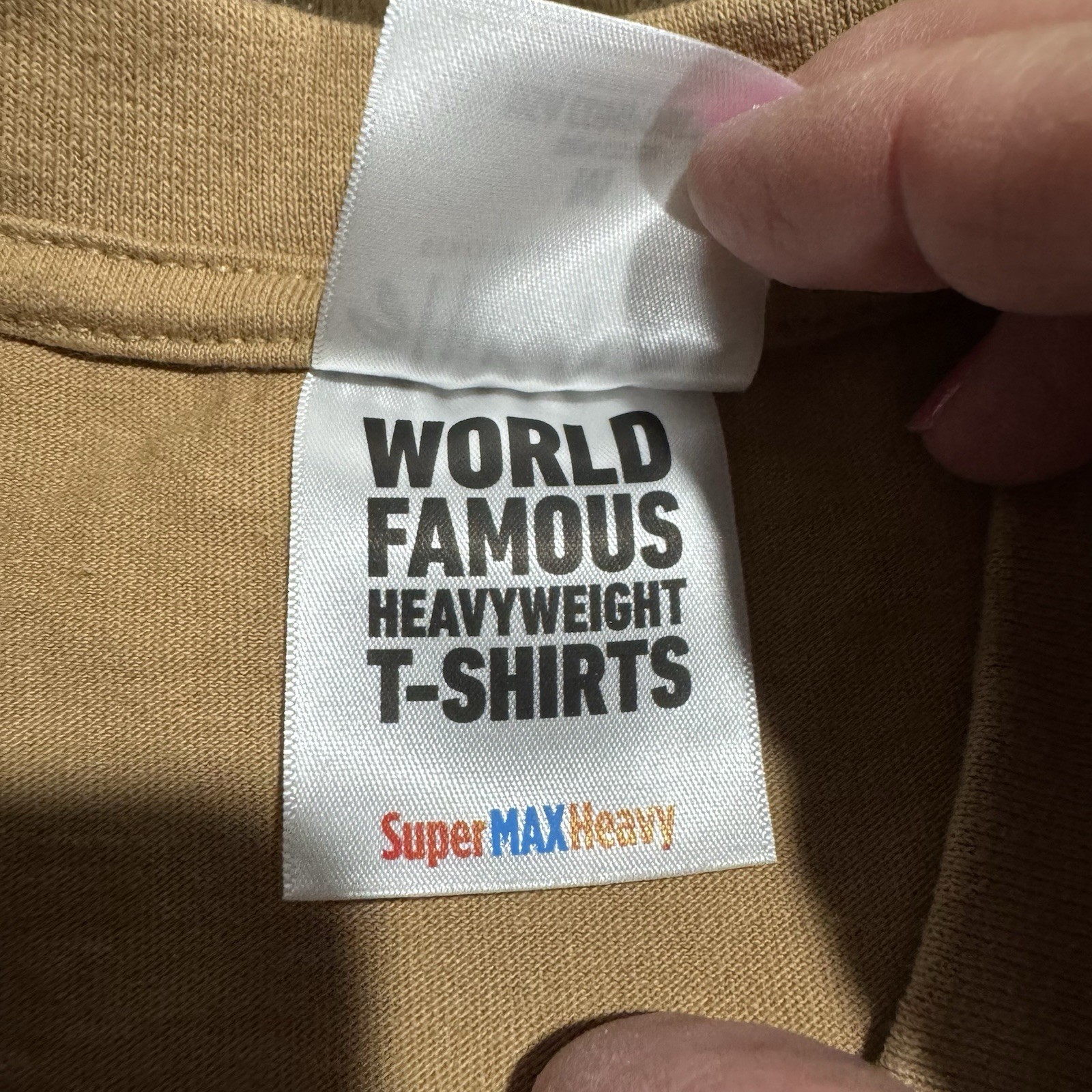 Shaka Wear Tan T-Shirt Unisex Sz Medium 100% Cotton Heavyweight Crewneck EUC