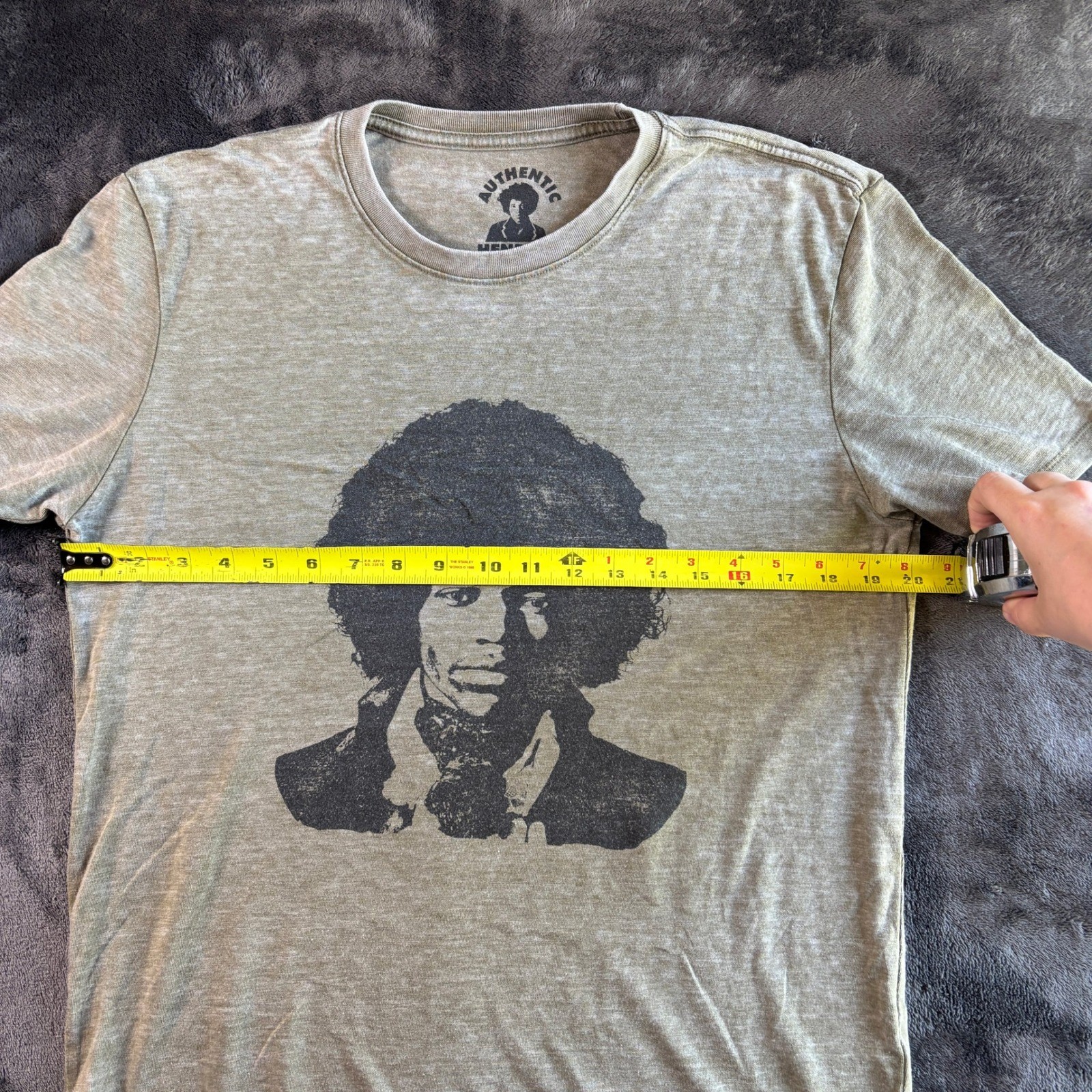 Authentic Hendrix Jimi Hendrix Graphic Tee Heather Olive Green Mens Medium M