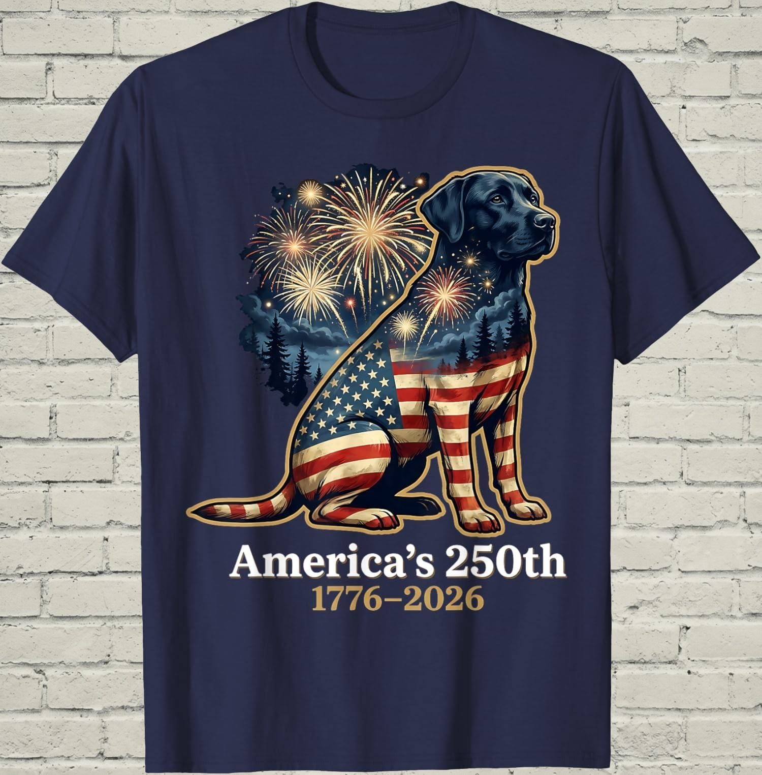 Patriotic Labrador Shirt Retro 1776 Dog Graphic Tee Pet Owner Gift