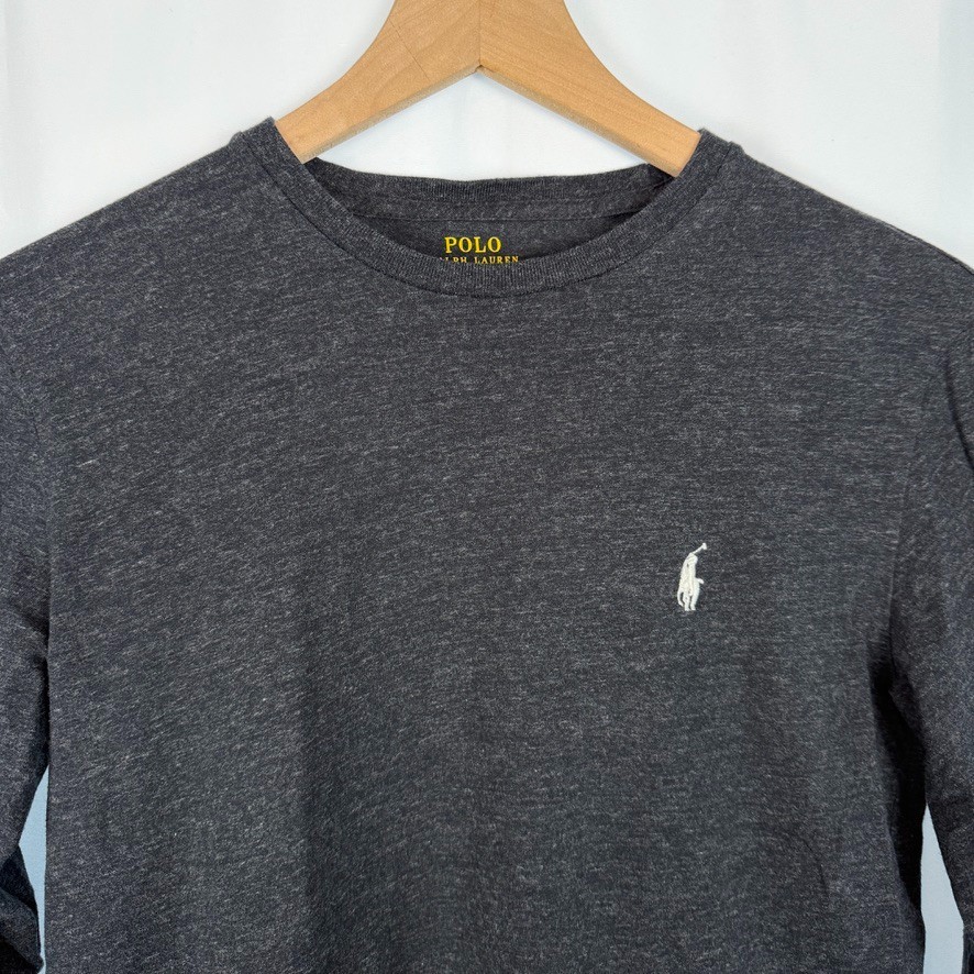POLO RALPH LAUREN Long Sleeve T-Shirt Mens XS Charcoal Gray Logo Classic Preppy