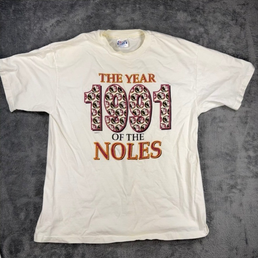 Vintage 1991 Year of the Noles Florida State Seminoles T-Shirt L Single Stitch
