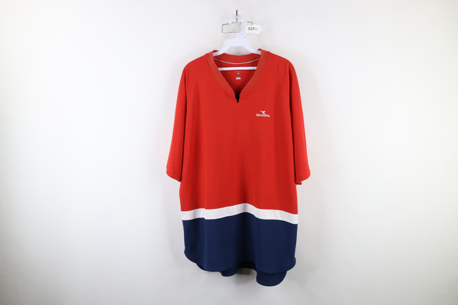 Vintage 90s Diadora Mens XL Spell Out Thermal Waffle Knit Soccer Jersey Football