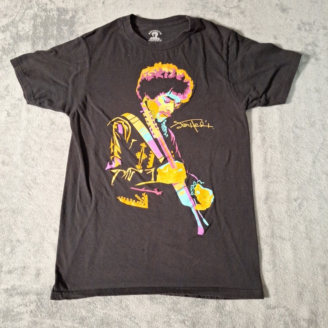 Hendrix Jimi Hendrix Multicolor Graphic Black Short Sleeve T-Shirt Size Small