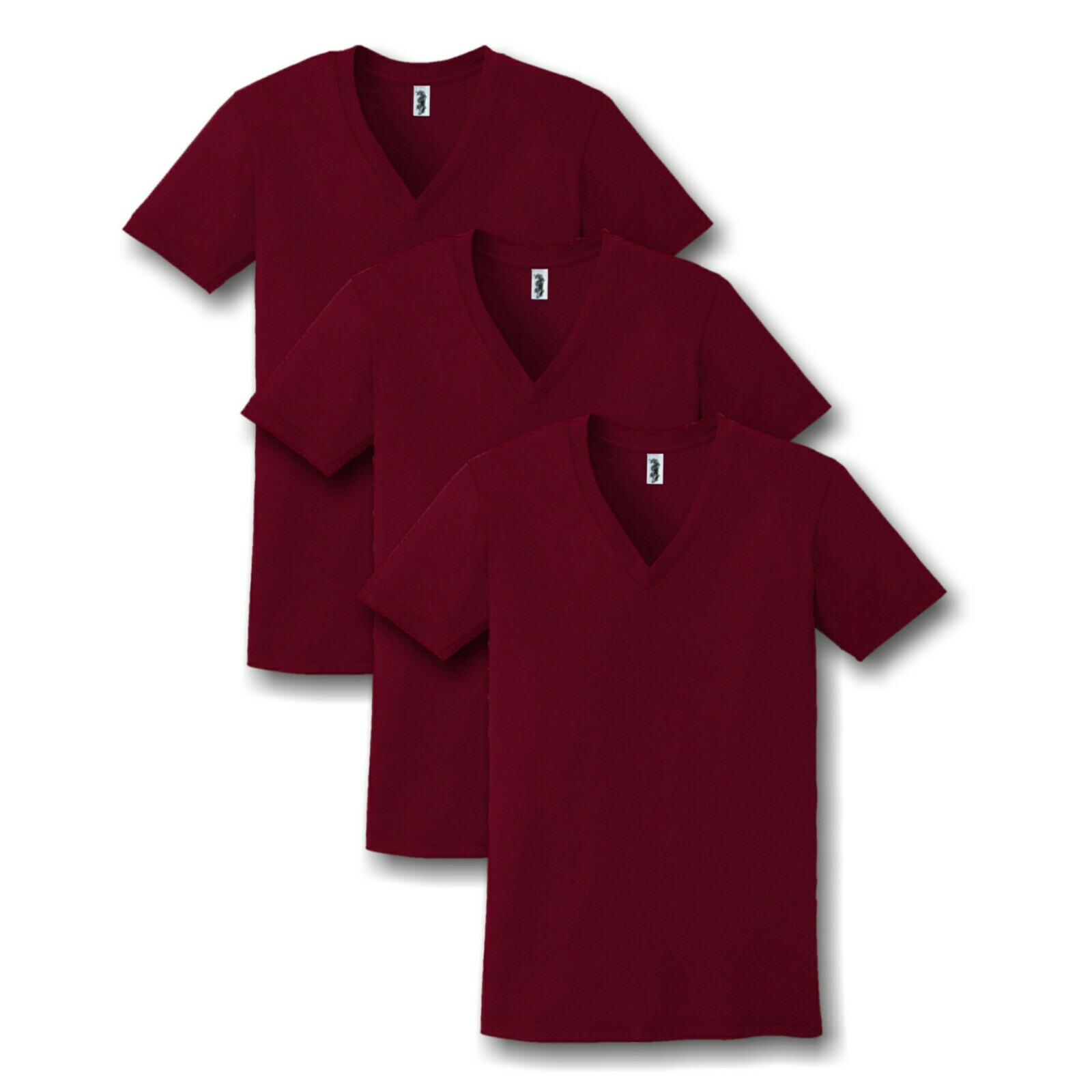 Marky G Apparel Men&rsquo;s Fine Jersey V-Neck T-Shirt (3 Pack) Cranberry Size XXS NEW