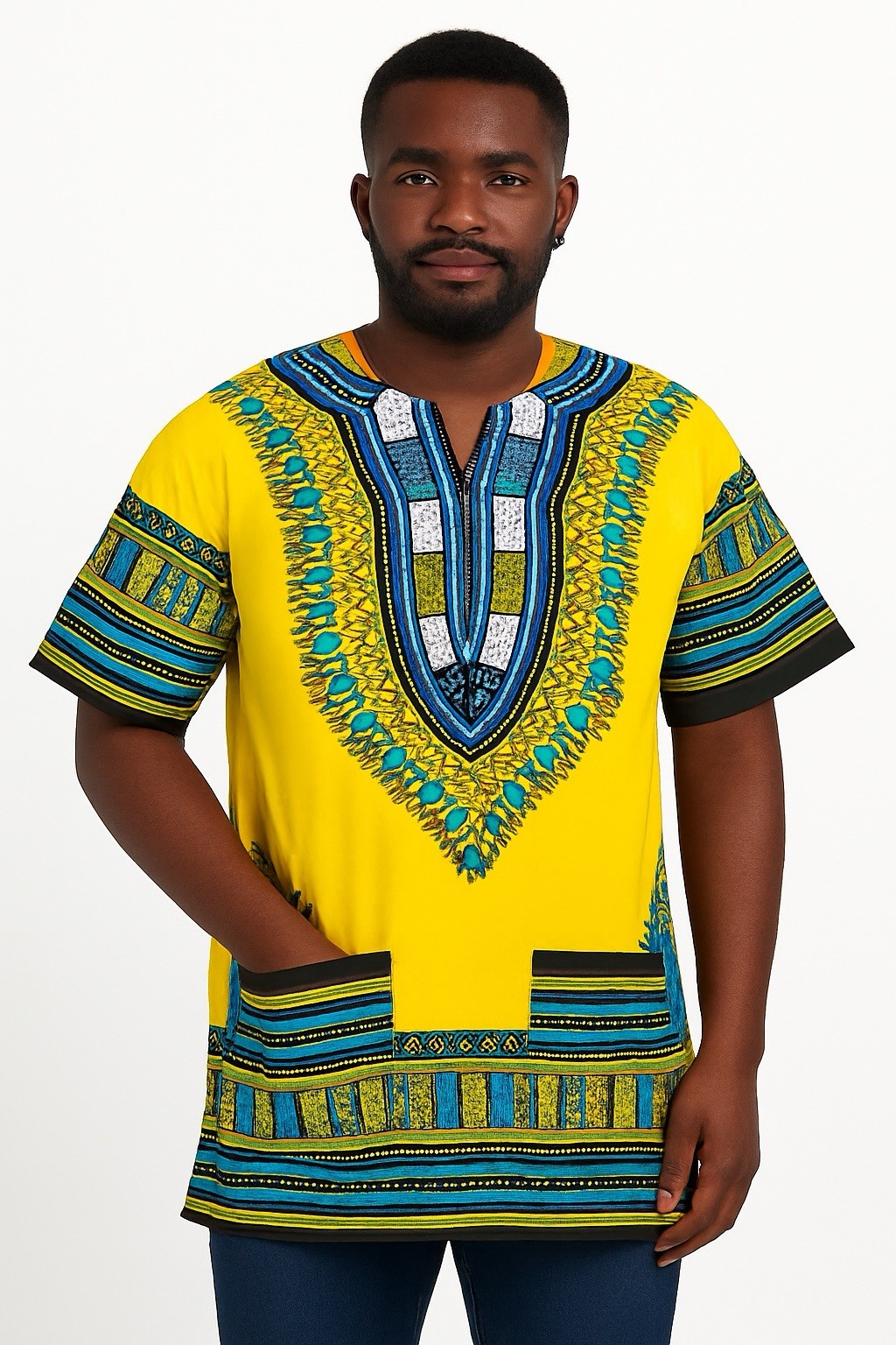 #1 Best Quality Unisex African Bright Dashiki 100%Cotton Shirt Variety Colors.