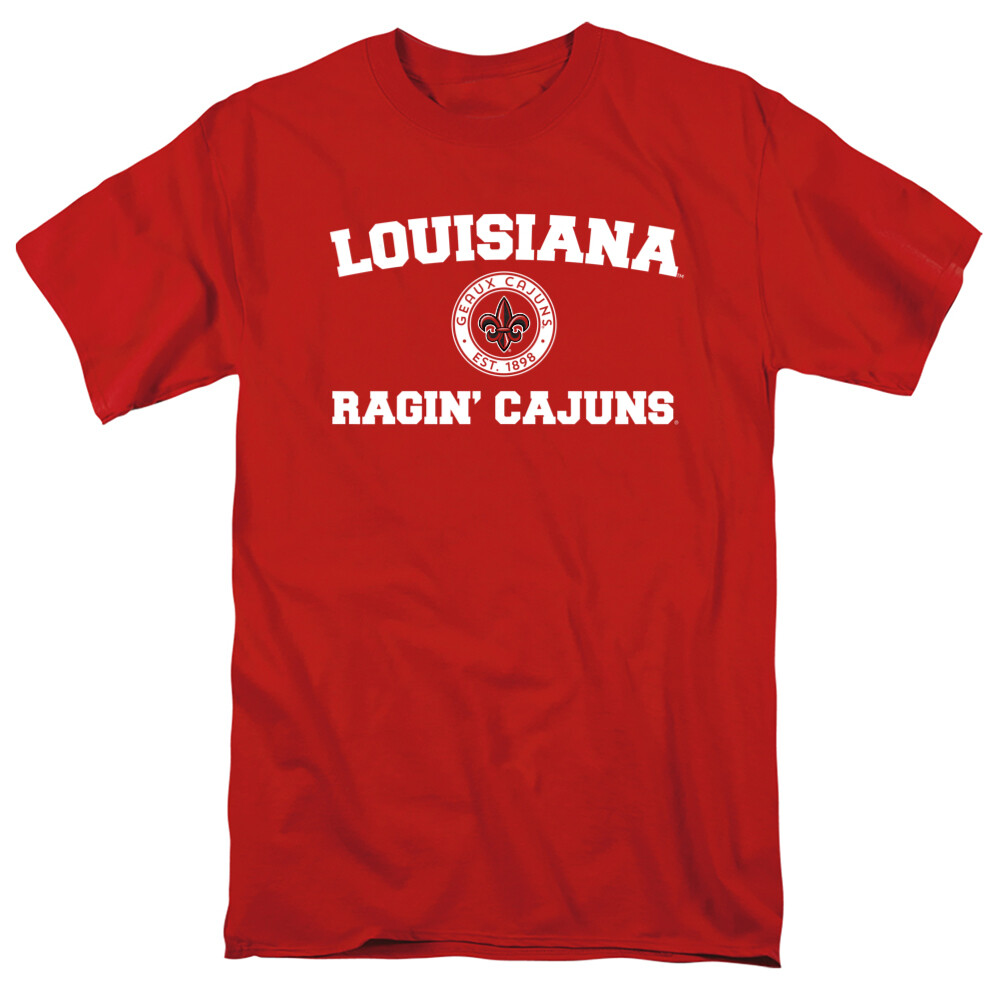 University of Louisiana at Lafayette Adult T-Shirt Circle Logo, Red, S-5XL