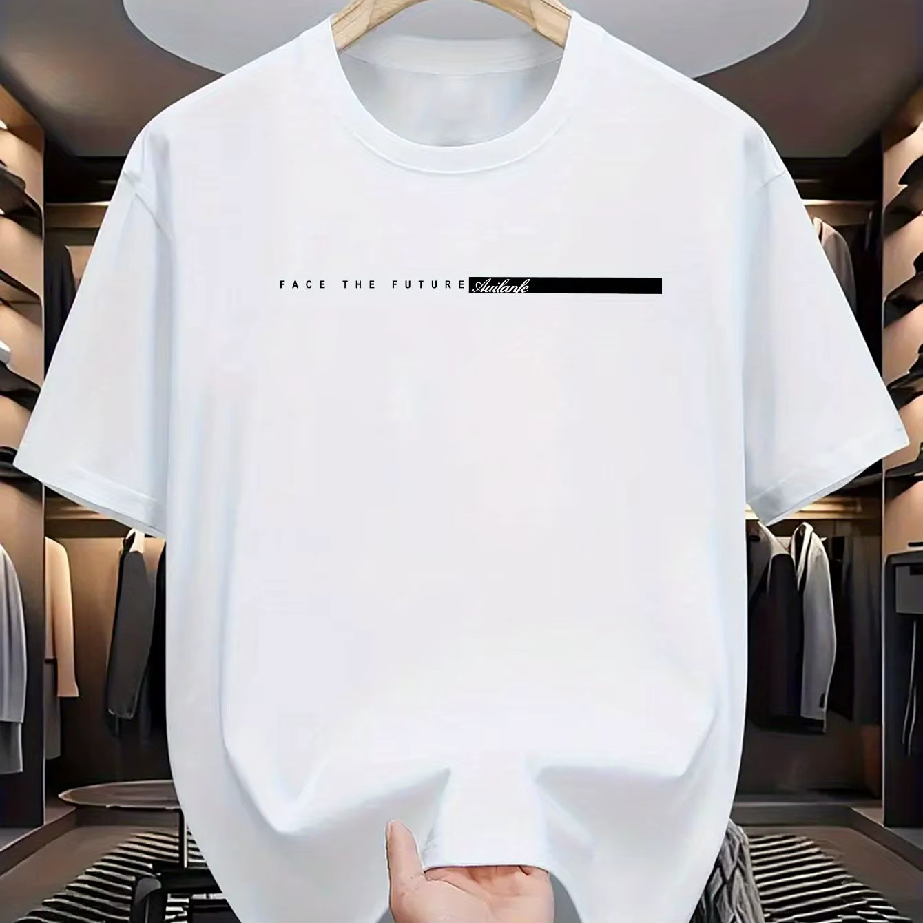 Men&rsquo;s Summer Cotton Loose Fit Letter Print T Shirt Casual Tee Tshirt Casual Gift