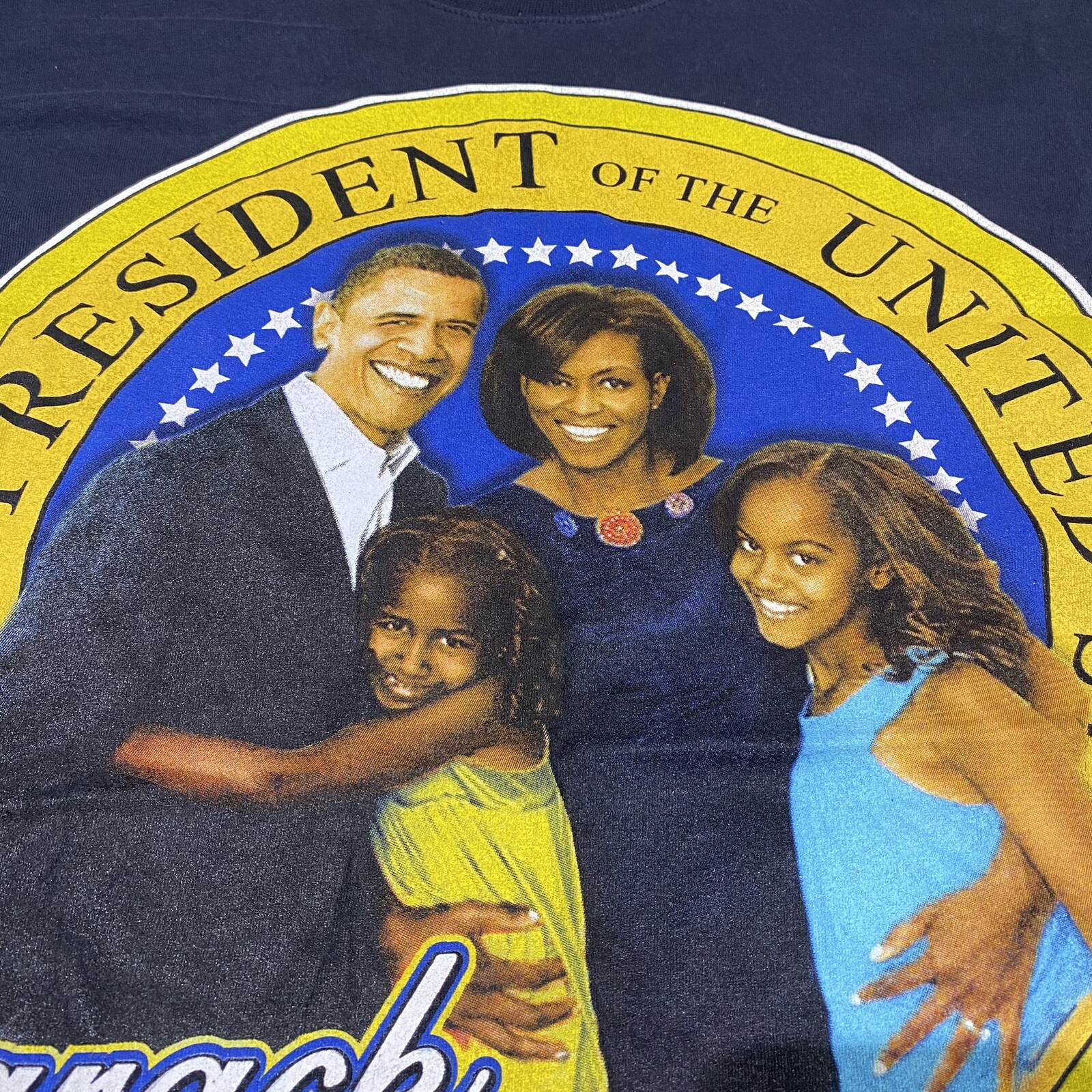 VINTAGE President Barack Obama First Family T-shirt Men&rsquo;s Large Rap Tee Graphic