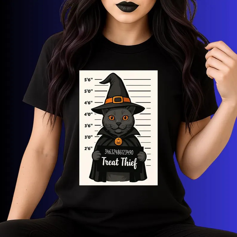 Halloween Cat Shirt Witchy T-Shirt Men Women UNisex 1