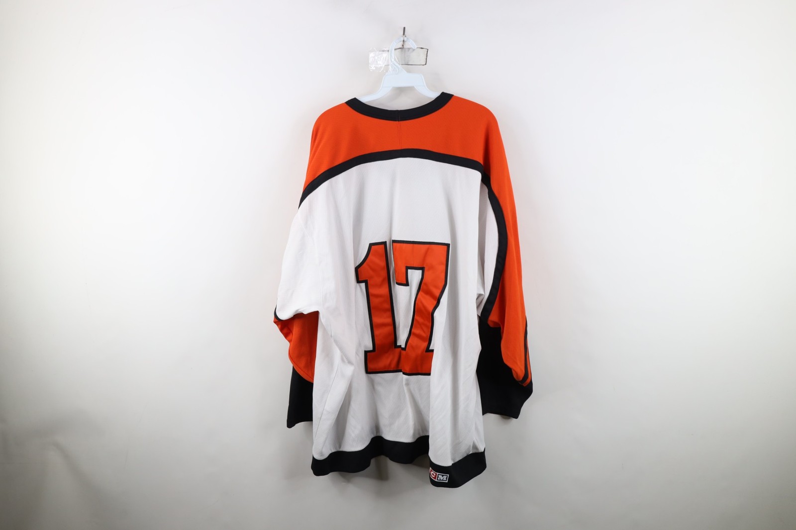 Vintage 90s CCM Mens XL Soul Patch Mesh Hockey Jersey Orange White Polyester
