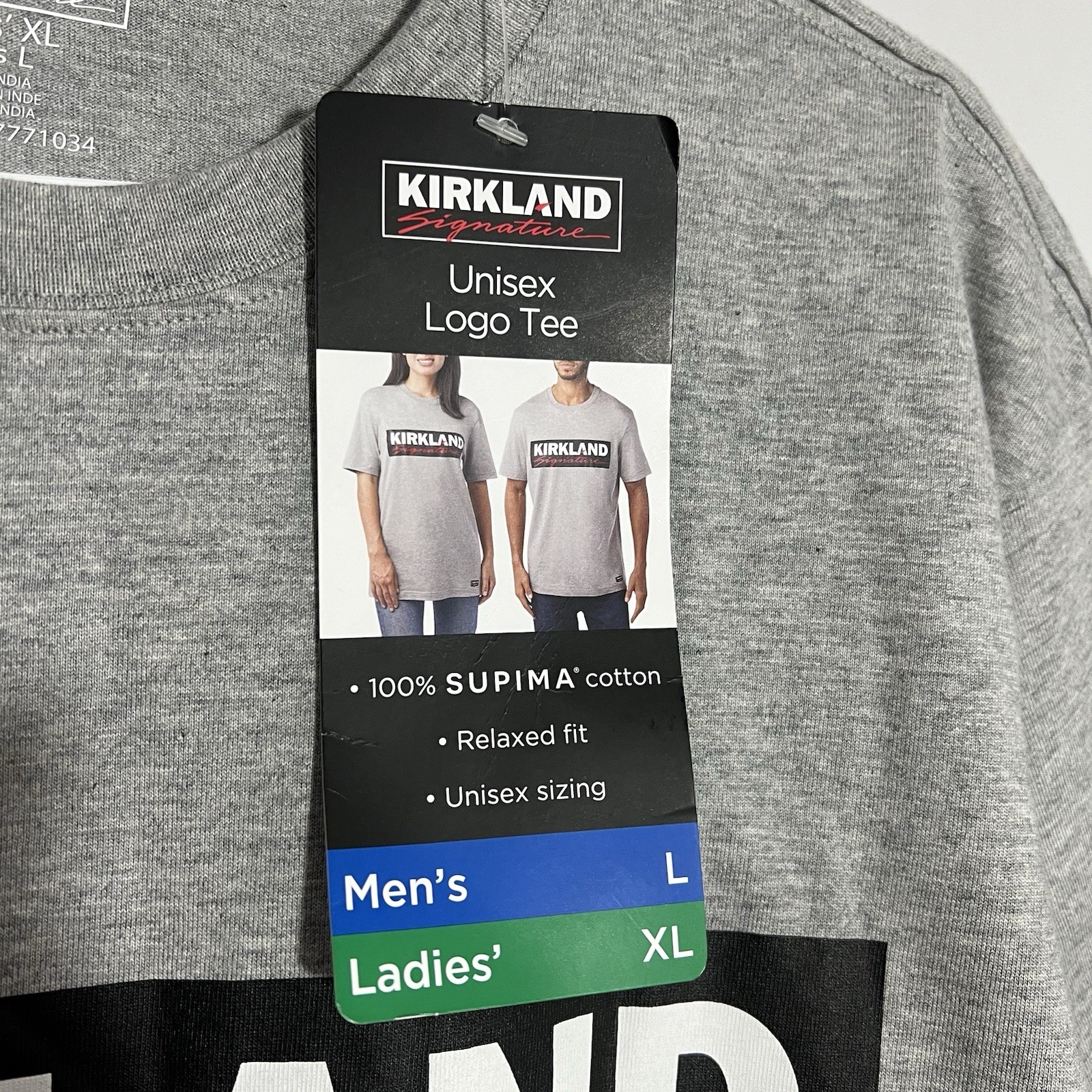 NEW Costco Kirkland Signature Gray Black White Short Sleeve T-Shirt Mens Large
