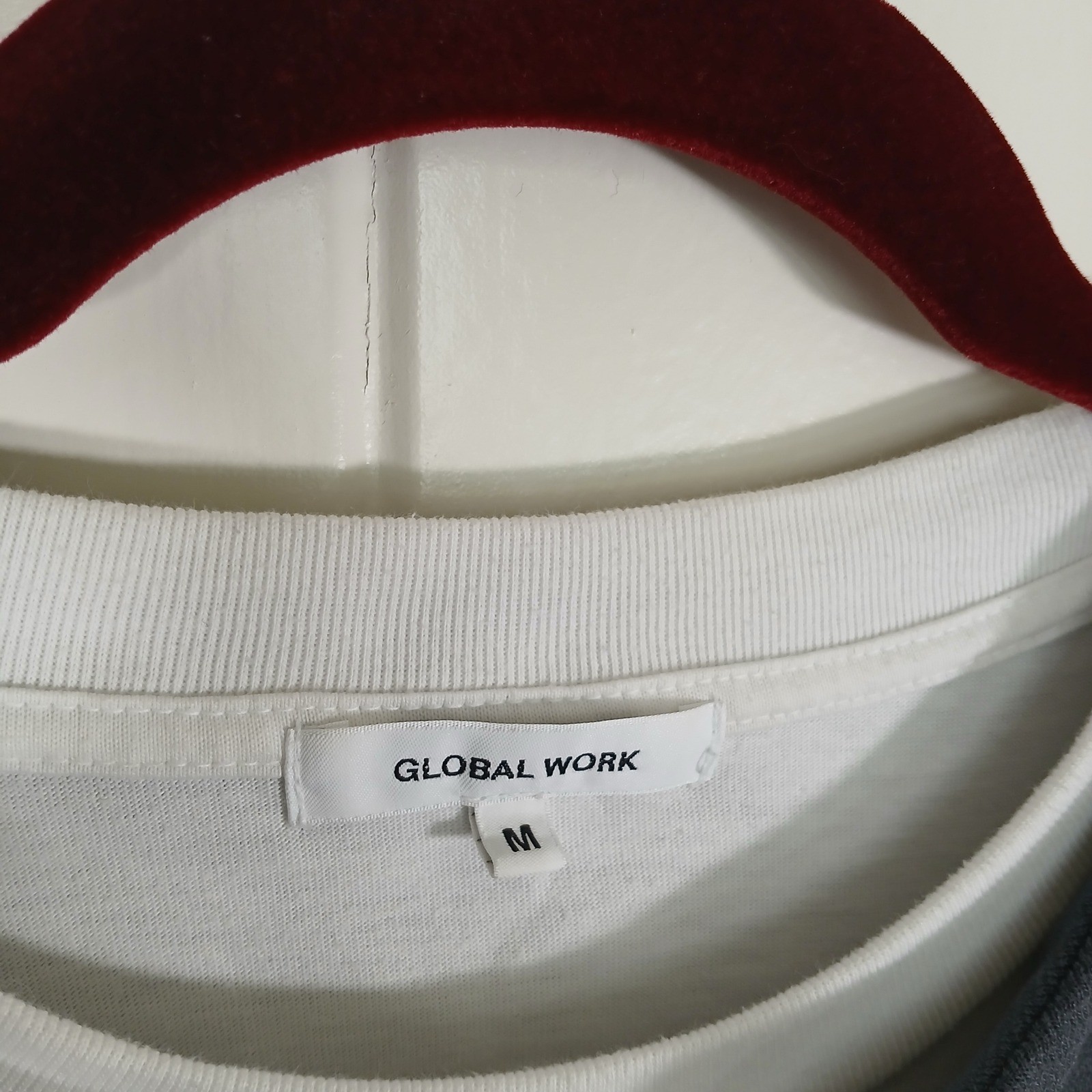 Global Work Layered T-Shirt Mens Size M Grey White Split Neck GW232076AD