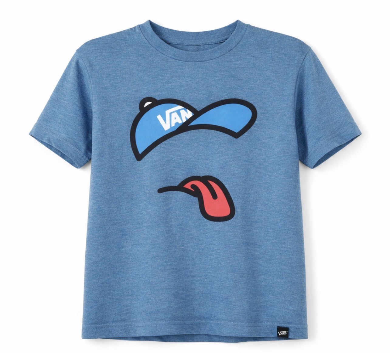 Vans Blue Short Sleeve Graphic T-Shirt Red Tongue Blue Cap Size Small