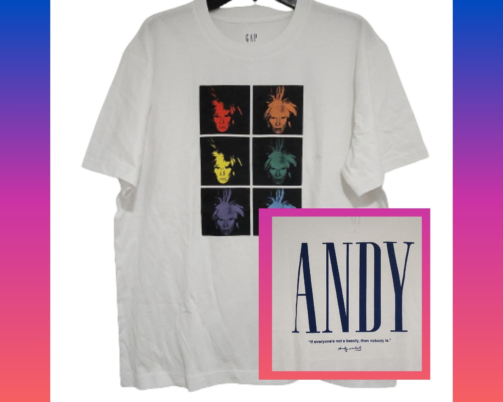 New Andy Warhol Pop Art « If Everyone is not a Beauty… »Quote Mens Medium Tee