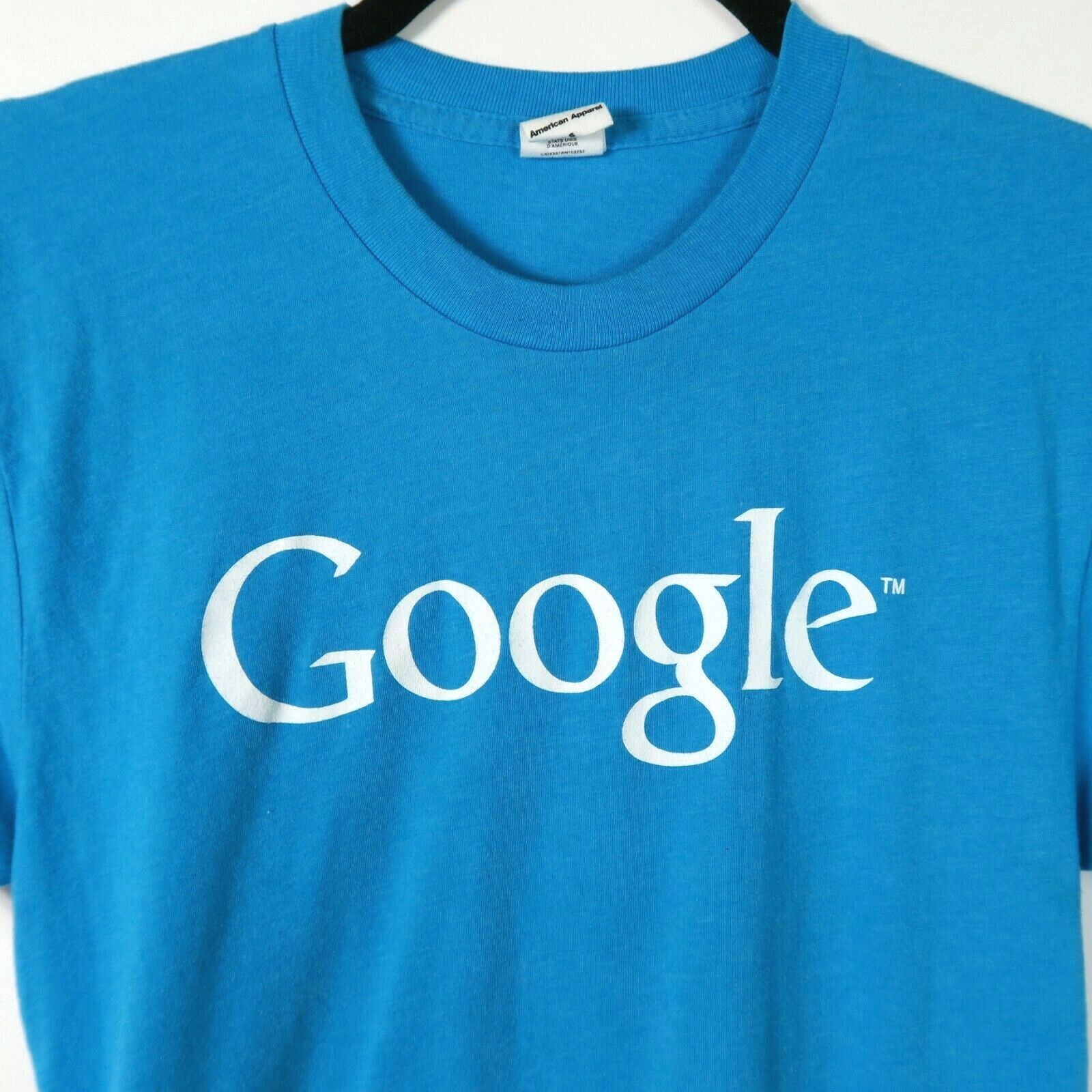 GOOGLE American Apparel Small Short Sleeve T Shirt Sky Blue