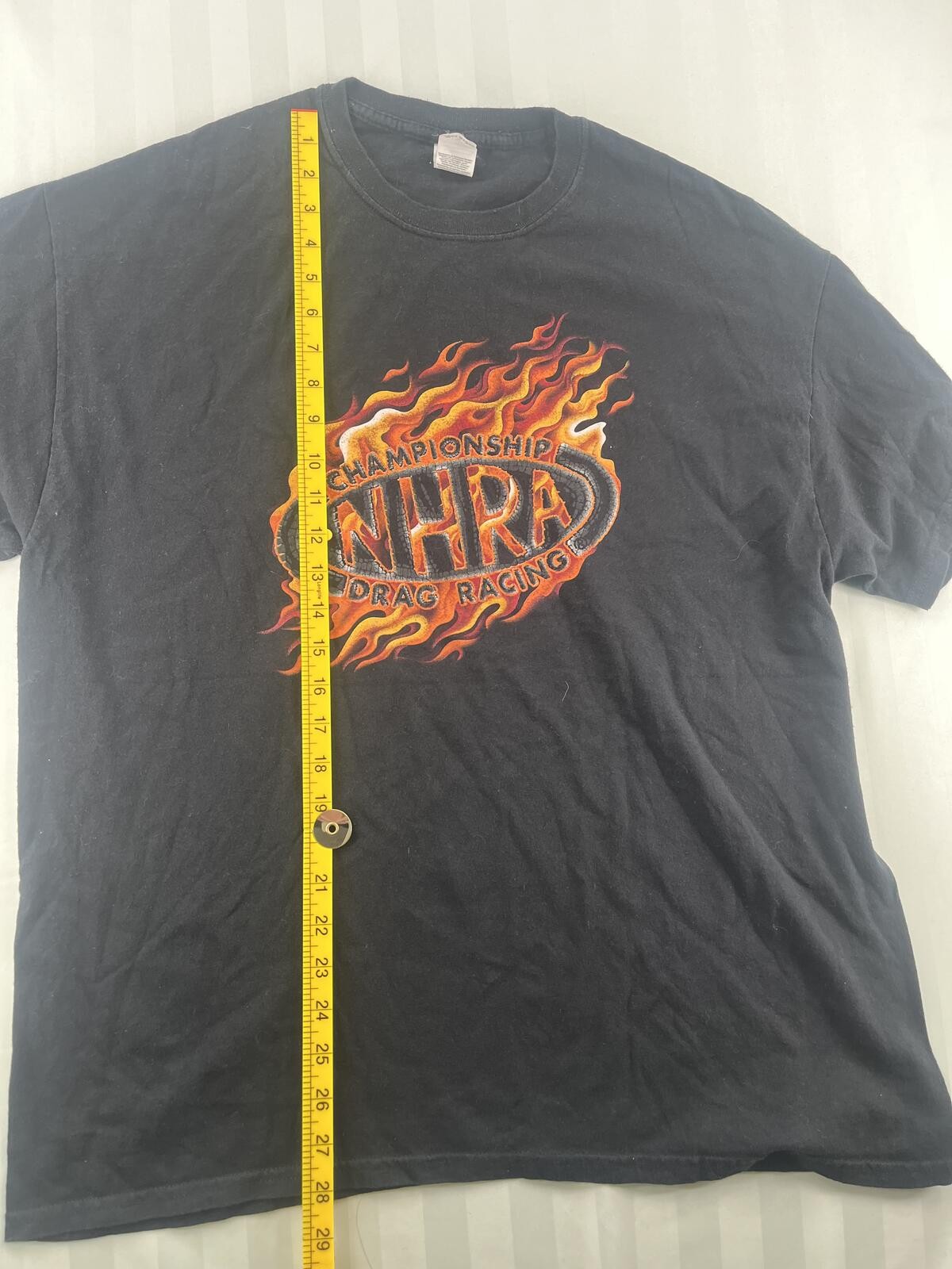 Vintage NHRA Championship Drag Racing Flame Graphic Black T-Shirt Size XL