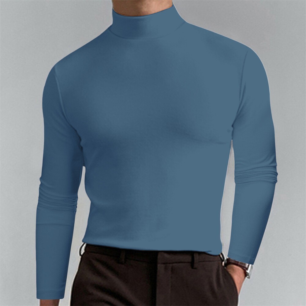 Men&rsquo;s Turtleneck Slim Fit Basic Tops Lightweight Pullover Long Sleeve T Shirt