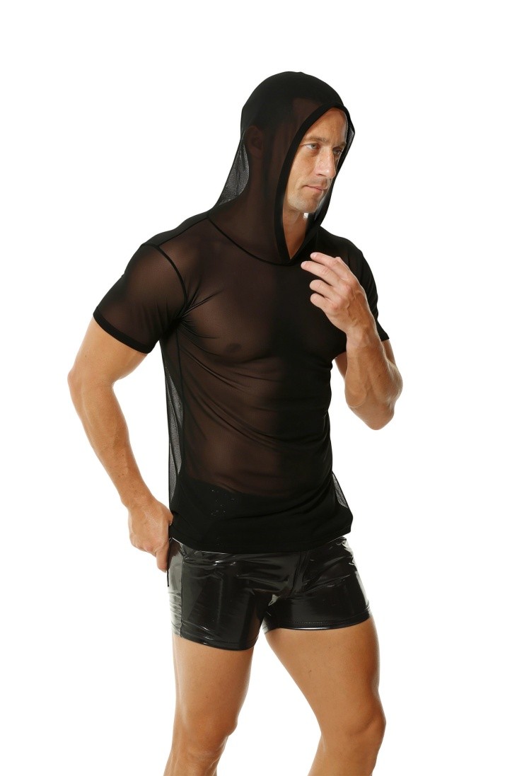 Mens Transparent T-shirt Glossy Tight Boxer Shorts Casual Breathable Sports Suit