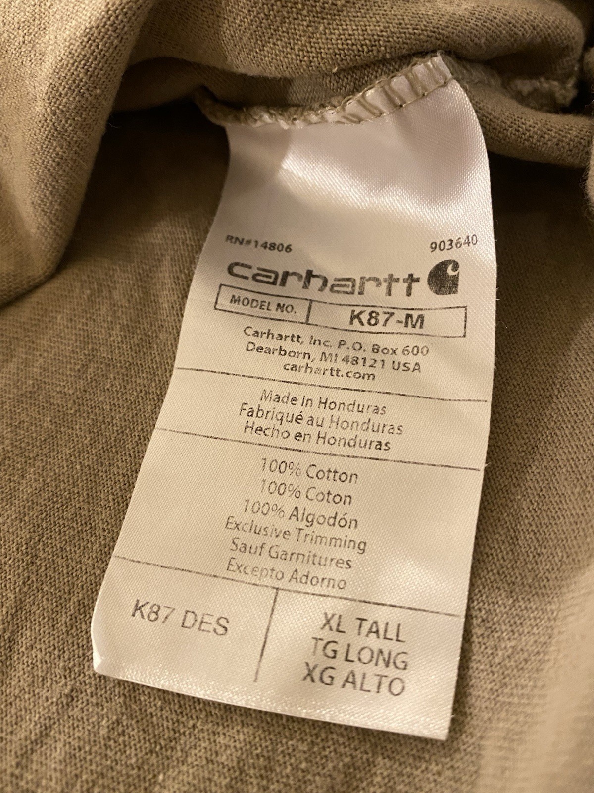 Lot of 4 Carhartt Men&rsquo;s XL Tall Loose Fit Pocket T-Shirts, Men’s Work Wear