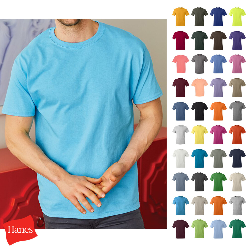 Hanes Mens Comfort T-Shirt Heavyweight 100% Cotton Plain Basic Tee 5250