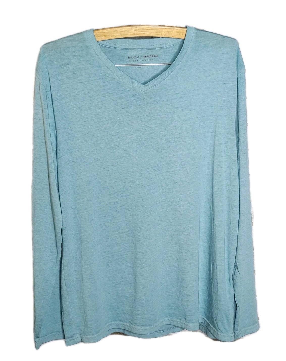 • NWT Lucky Brand Men&rsquo;s Long Sleeve V-Neck T-Shirt Size Large Heathered Blue