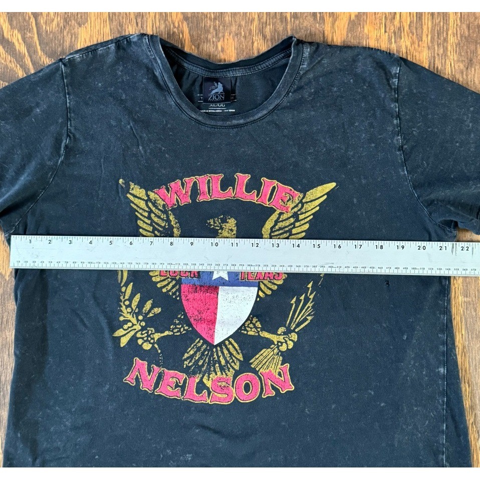 Willie Nelson Luck Texas Graphic Tee XL Black Mineral Wash Country Music Shirt