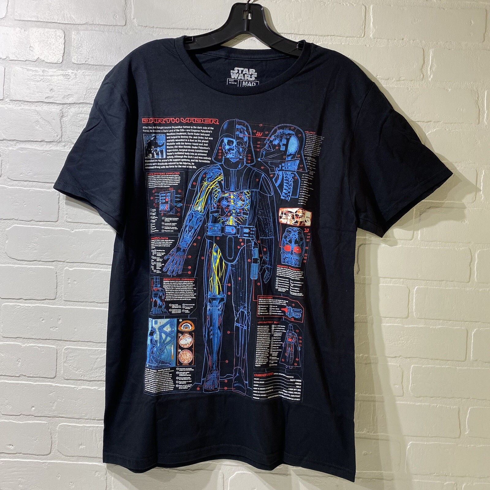 NEW – Mad Engine Darth Vader Schematic Blueprint Graphic Tee Tshirt – MED – BLK