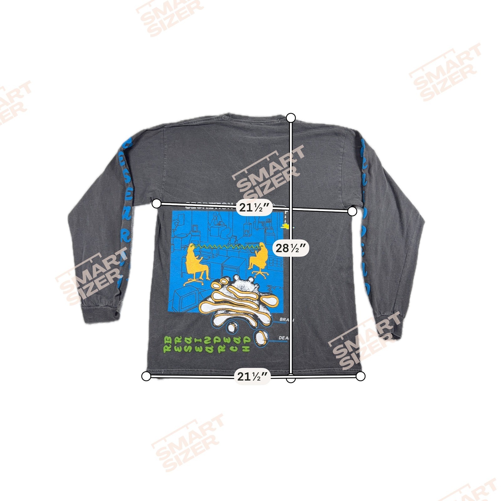 Brain Dead Long Sleeve Shirt Mens Medium Gray Secretion Vehicle Graphic Tee