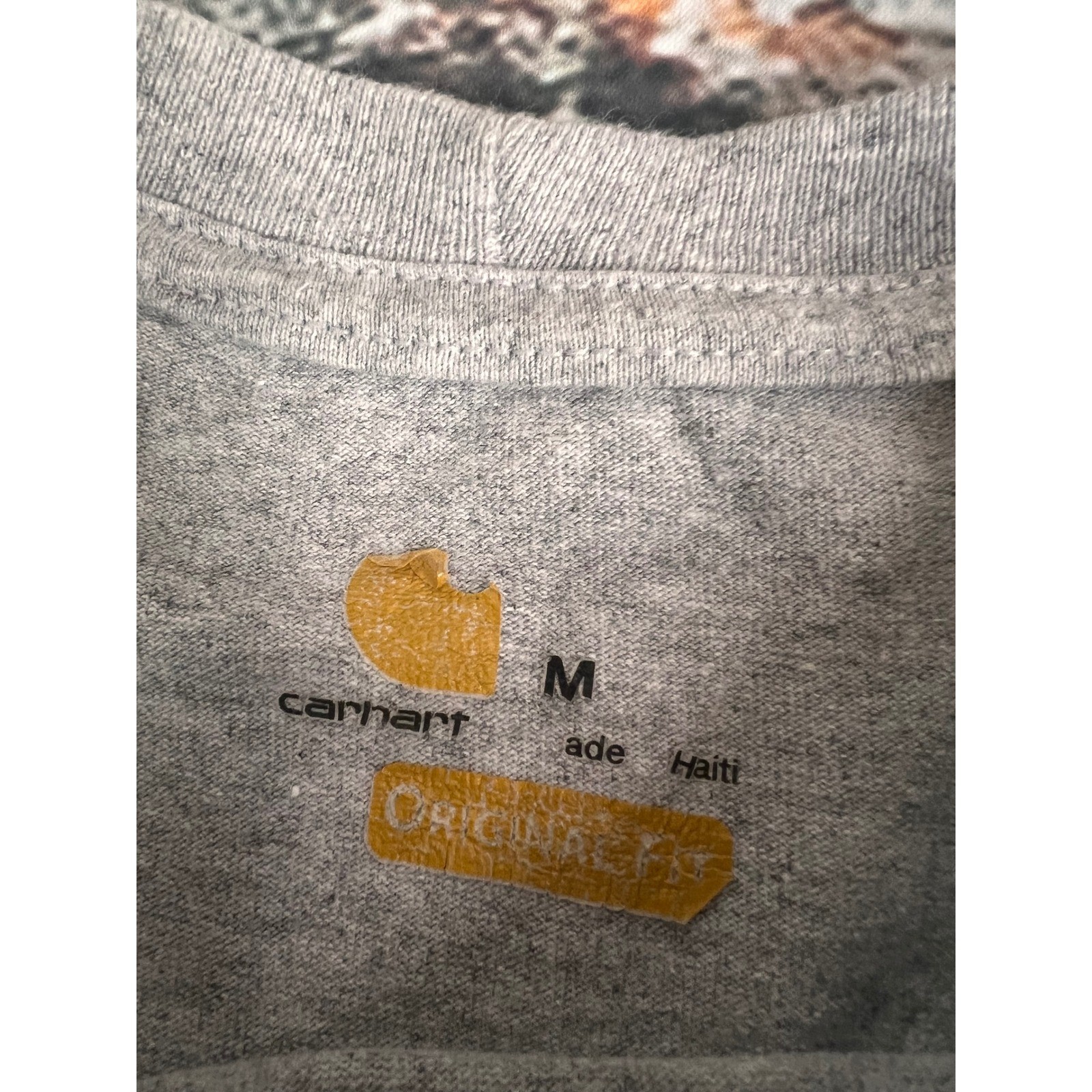 Carhartt Mens K231 Long Sleeve Graphic Logo T-Shirt Gray Original Fit Medium M