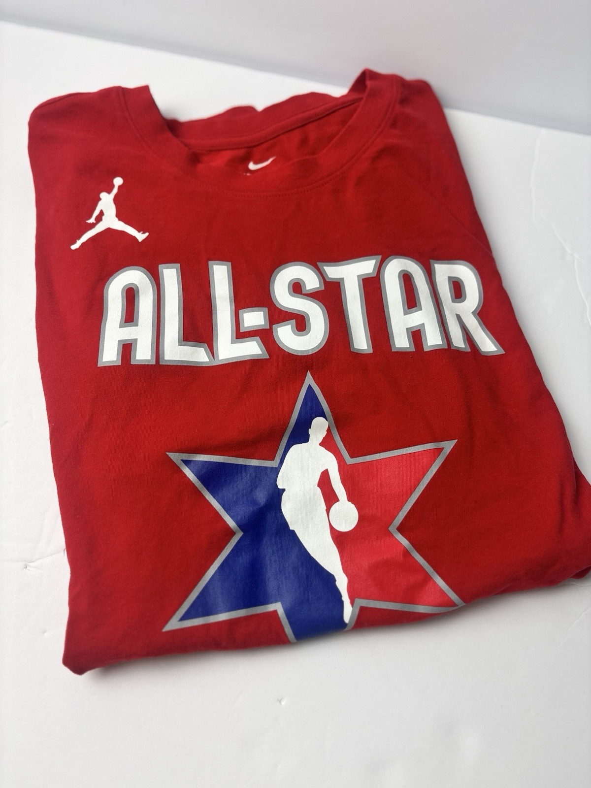 Red Nike Tee Dri-Fit T Shirt Size M’ All Star #77 Doncic White Letters