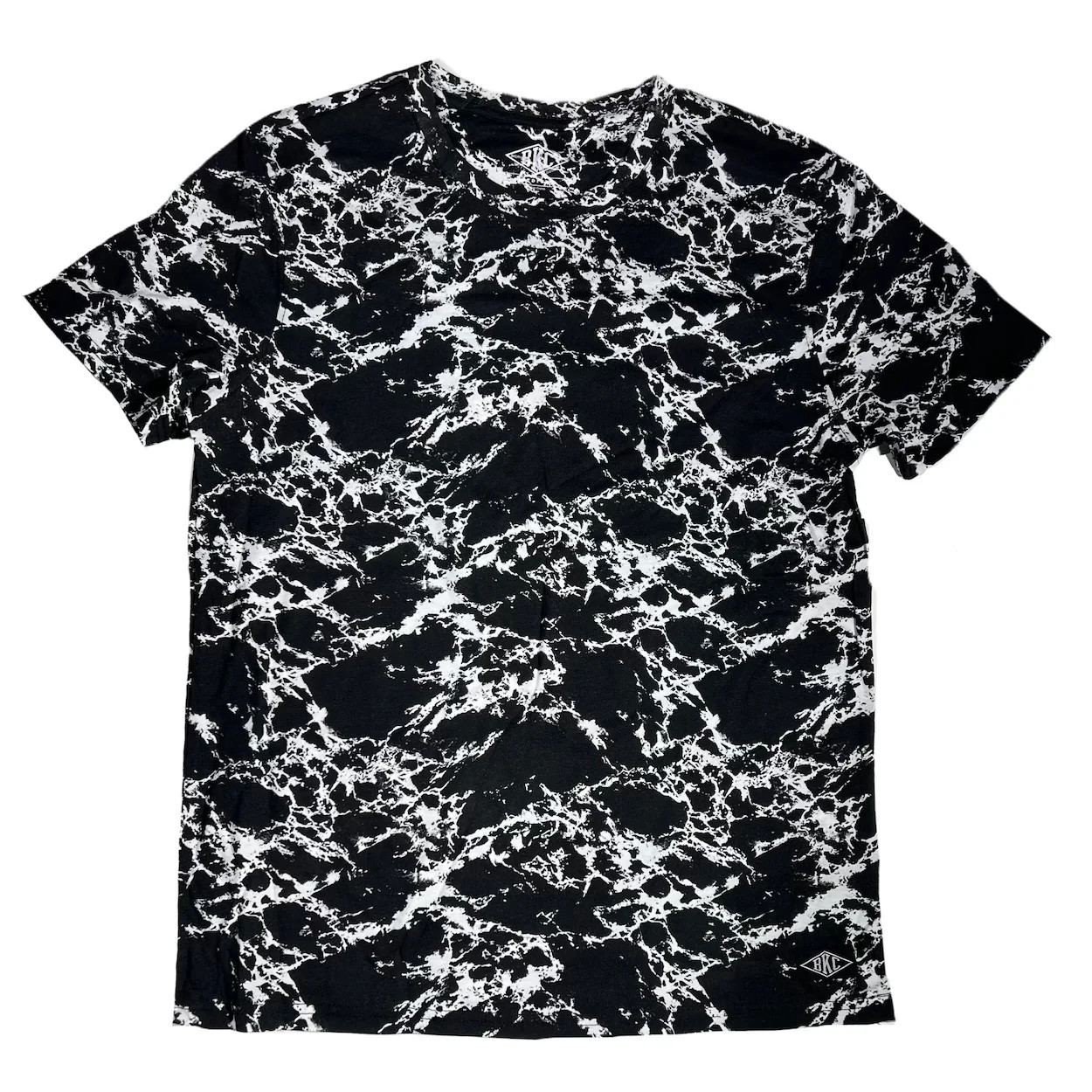 BKC Men&rsquo;s Marble Design T-Shirt – Medium Size (Black & White Print)