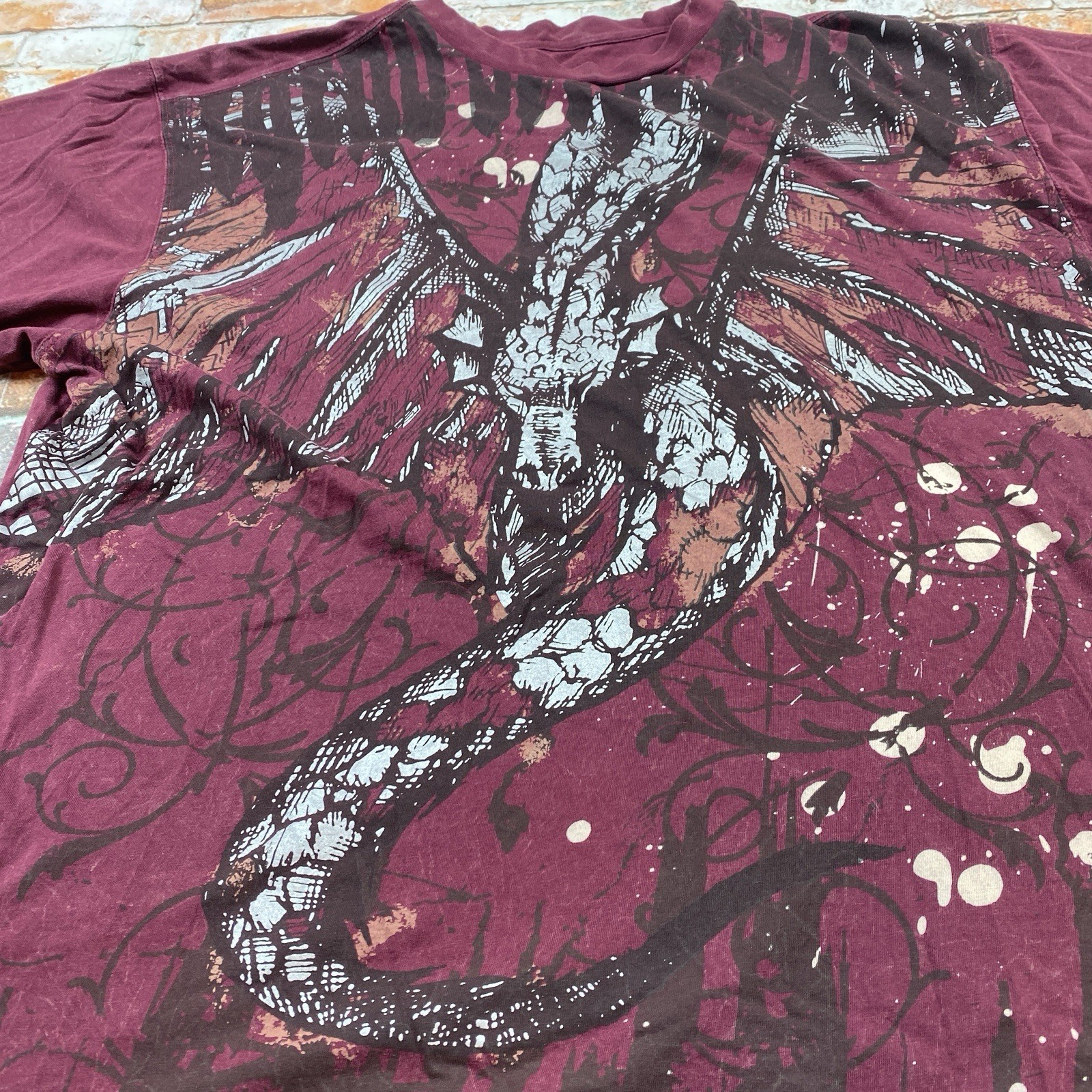 Request Shirt Adult Extra Large Red Y2K Dragon Vintage Graphic Tee Mens
