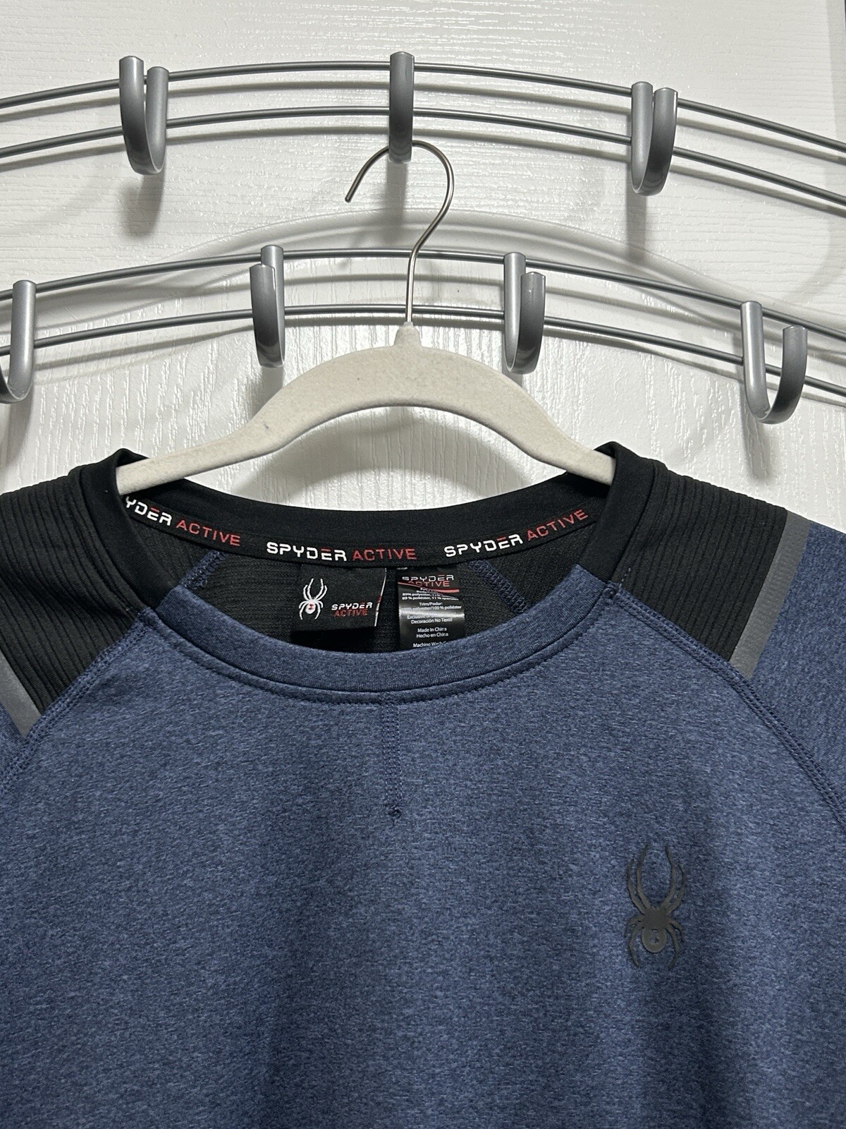 Spyder Active Shirt Mens M Blue Black Long Sleeve Performance Pro Web Top